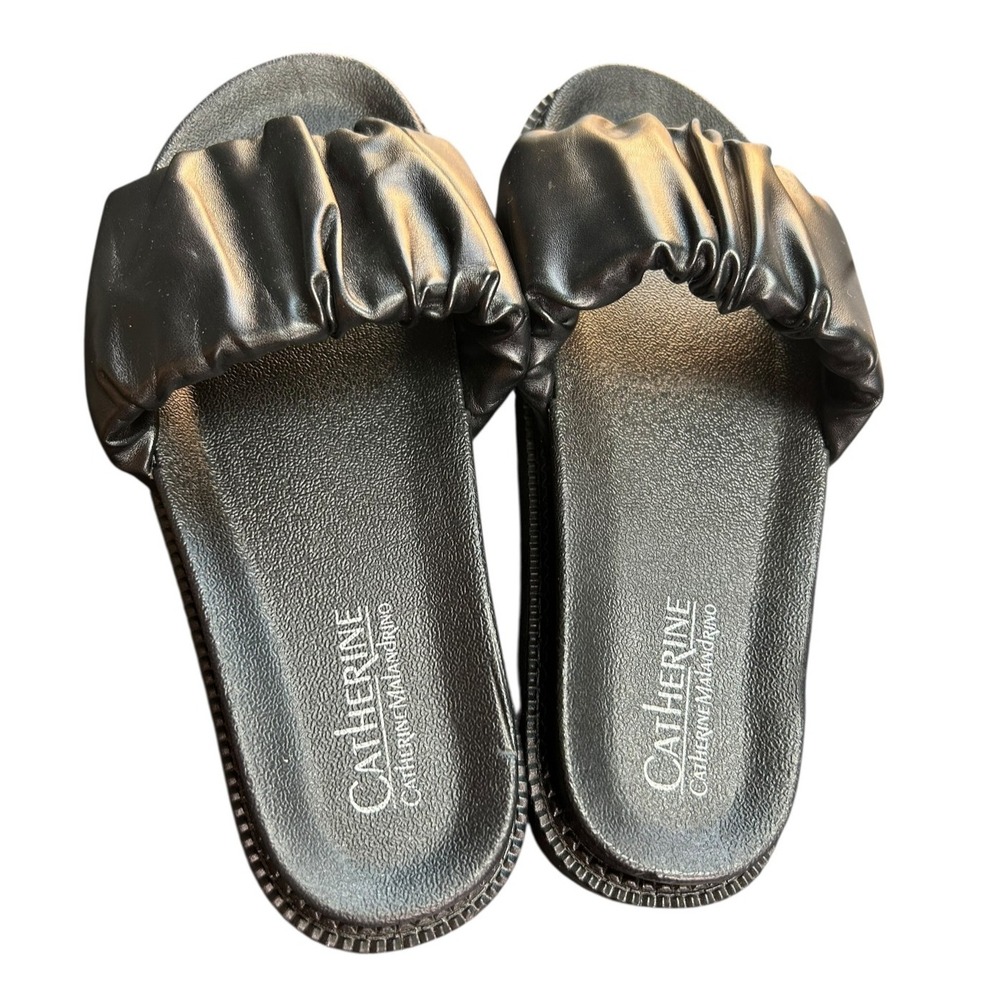 Catherine Malandrino Bubble Puff Slides Sandals Womens Sz 8 Black Casual Comfort - Picture 7 of 9